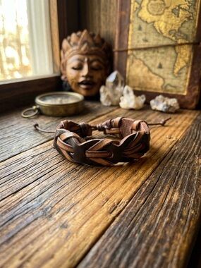 Hand Crafted Two-Tone Brown Braided Leather Bracelet